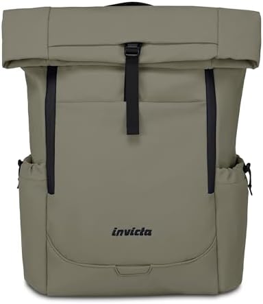 Mochila de Trabajo Invict-Act Fold, Gris, monocompartimento con Bolsillo PC 15,6", Bolsillo para Botella y Fondo Reforzado, Mochila espaciosa 32 L para Oficina y Universidad, para Hombre y