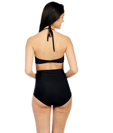 nidhi munim women's black solid high waist bikini set