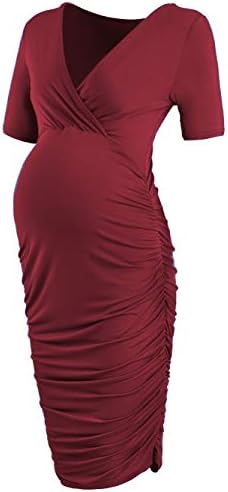 CareGabi Women's Wrap Maternity Bodycon Dress Breastfeeding Nursing Dresses …