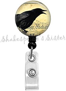 Black Crow Badge Reel - Black Raven - Badge Reel - Gothic - Retractable Badge - Crow ID Holder - Nurse Badge Reel - Office Badge Reel