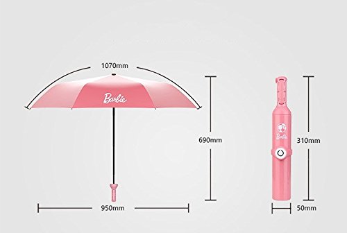 Lemonda 2 in 1 Bluetooth Selfie Umbrella Creative Bottle Design Windproof 50+ Anti-UV Tri-fold with Extendable Stick & Bluetooth Remote Shutter