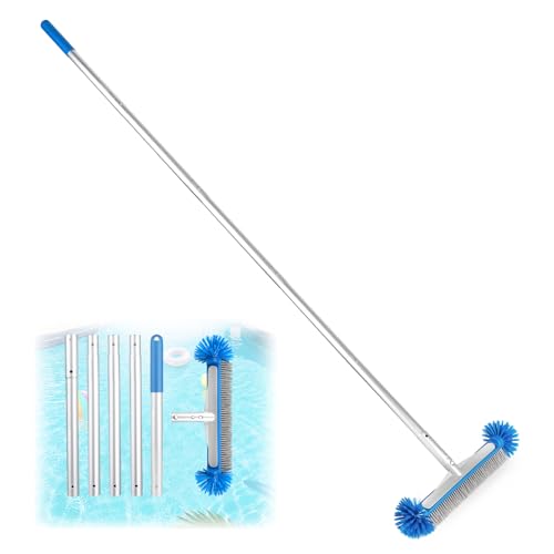 LALAGO Floor Brush, Round Pool Brush, Hard Bristle Floor Broom with Detachable Handle, Bathroom Cleaning Brush, Scrubber for Bathroom, Pool, Kitchen, Tiles