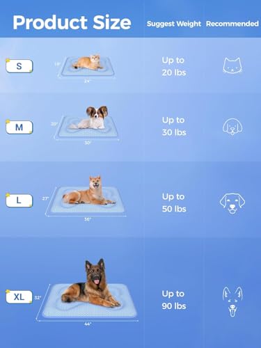 Rywell Dog Cooling Mat, 44”x32” Super Thick & Reversible Cooling Mat for Dogs, Arc-Chill 3.0 & PCM for Long-Lasting Cool and Color-Changing (Q-Max > 0.5), All-Season Use & Portable for Travel
