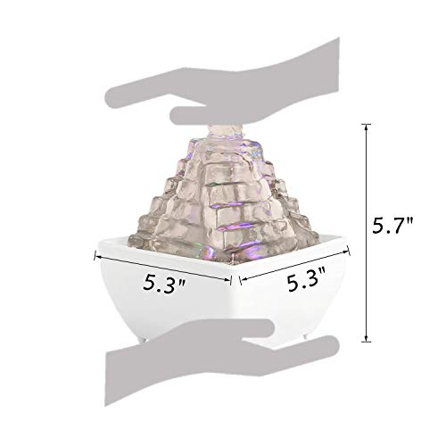 crapelles Indoor Tabletop Fountain (with Color Changing) Pyramid