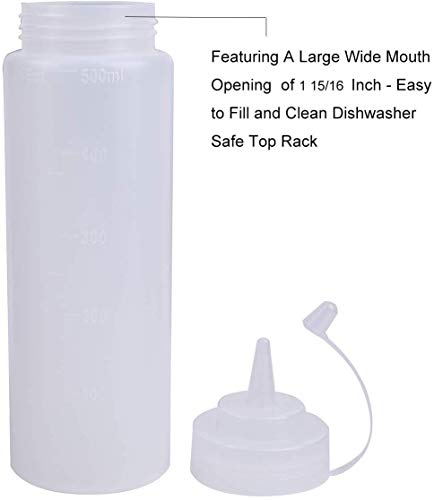 image for Bekith 12 pack 16 Oz Wide Mouth Plastic Squeeze Condiment Bottles with