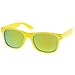 zeroUV Retro Large Square Colored Mirror Lens Horn Rimmed Sunglasses 55mm (Yellow/Yellow Mirror)