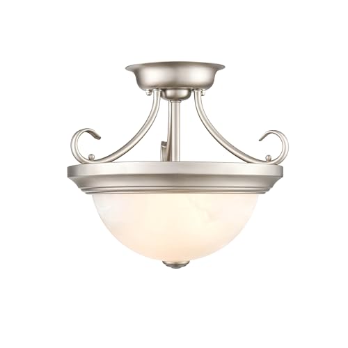 ML Lighting 2-Light Semi-Flush Ceiling Mount Satin Nickel