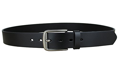 Bullko Men's Leather Casual Dress Belt With Classic Buckle Black Size 30-32inch