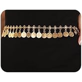 Wiwpar Vintage Gold Coin Pendant Waist Chain Belt Belly Dance Body Chain Waist Chain Hippie Boho Belt Belly Dance Chain Body Jewelry for Women (Style3)