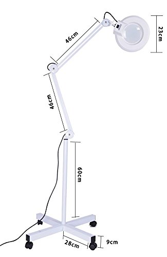 Kaluo 5x Professional 360 Degree Magnifier Light (16 Diopter Magnification) with Rolling Stand Adjustable Arm
