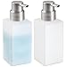 mDesign Modern Square Glass Refillable Foaming Hand Soap Dispenser Pump Bottle for Bathroom Vanities or Kitchen Sink, Countertops - 2 Pack - Frost/Brushed