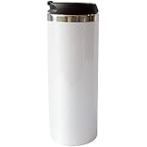 MR.R 15oz Sublimation Blanks Tumbler with Lid,Stainless Steel Double Wall Vacuum Insulated Travel Water bottle Straight Mug,Durable Powder Coated Coffee Cup,White, 450ml