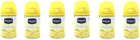 Amoray Premium Automatic Spray Refill Air Freshener For Use in Air Wick and Glad Dispensers, 5 Ounce, Mediterranean Lemon Citrus, 6 Count