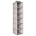 mDesign Long Soft Fabric Over Closet Rod Hanging Storage Organizer with 6 Shelves for Clothes, Leggings, Lingerie, T Shirts - Textured Print with Solid Trim - 2 Pack - Linen/Tan
