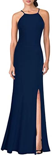 Mmondschein Women's Vintage Halter Wedding Bridesmaid Evening Long Dress