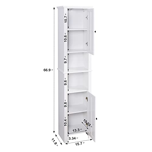 Unovivy Tall, Floor Standing Storage 2 Doors Wooden with 6