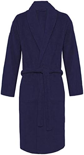 YCQUE Men's Solid Color Winter Lengthened Plush Shawl Bathrobe Home Clothes Long Sleeved Robe Coat