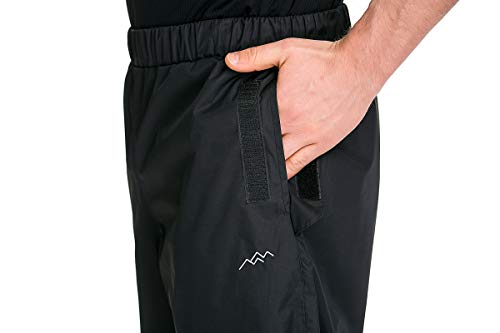 TRAILSIDE SUPPLY CO. Men's Waterproof Windproof Elastic-Waist Rain Pants (Black,4X-Large) - Thumbnail 3