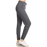 Leggings Depot JGA128-CHARCOAL-M Solid Jogger Track Pants w/Pockets, Medium