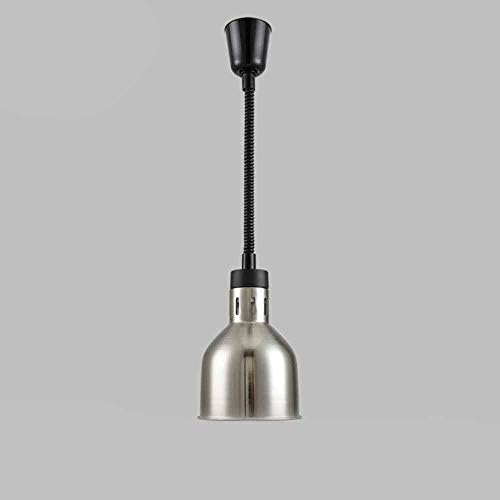Adjustable Commercial Food Warm Lamp, Retractable Hanging Chandelier, Food Heat Lamp for Buffet Food Court Restaurant, 250W Bulb and 17cm Lampshade,Black