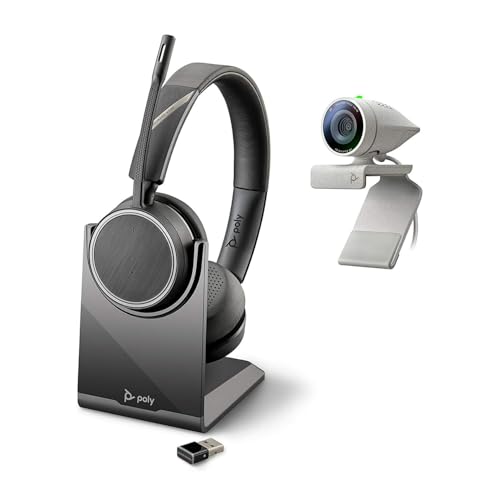 Poly - Studio P5 Kit with Voyager 4220 UC (Plantronics) - 1080p HD - Video Conference Camera - Professional Webcam - and Wireless Stereo - Headset - Kit โ image 1