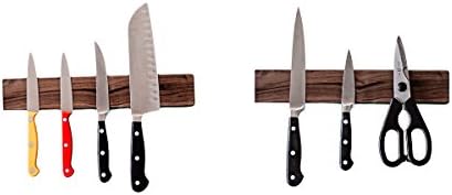 Set of 2 Walnut Wood 12 inch Magnetic Kitchen Knife Storage Racks