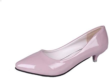 Amazon Co Jp Helufsw 春の女性の靴薄いヒール尖ったつま先ミッドヒール女性のシングルシューズすべて一致 パテントレザーの女性の結婚式 の靴37ピンク スポーツ アウトドア