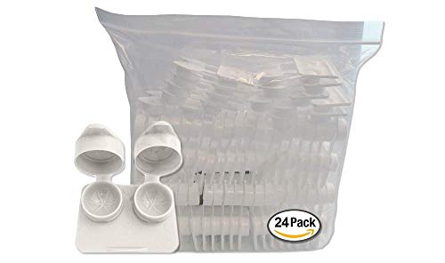 Amcon Contact Lenses Cases Flat Ribbed Extra Deep Well - White, 24 Pack