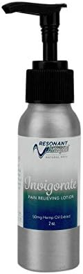 Invigorate Pain Relief Lotion 2oz- Natural and Organic Based Product-Hemp Oil Extract 50mg per Bottle-Scented with essential oils and terpenes – For Inflammation and Pain – By Resonant Botanicals