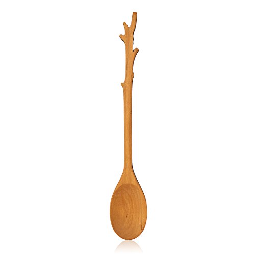 Jonathan's Family Spoons 11-Inch Branch Spoon, Handmade Cherry Wooden Spoon Kitchen Utensil For Mixing, Cooking And Serving