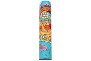 Yair Emanuel Large Wooden Noah's Ark Design for Children's Room - Mezuzah Scroll Case For Door Lintel (MZL-8)
