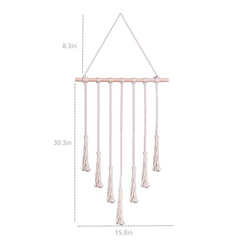 Ssmling Bohemian Photo Display Wall Hanging, Macrame Picture Hanger Organizer for Home Decorative, Boho Picture Frames Collage Decor with 25 Wood Clips Textile Family Art Decor Gift
