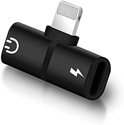 Hamdol Headphone Adapter for iPhone X/XS/XS MAX/XR/8/ 8Plus/ 7/7 Plus Headset Adaptor Splitter Earphone Connector Convertor 2 in 1 Accessories Car Charger, Quick Charge Fast Car Adapter, Black