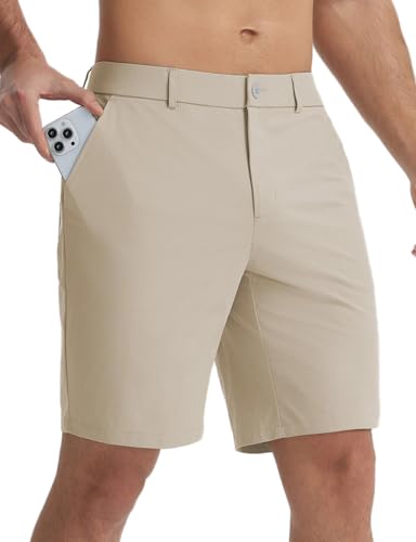 baleaf Men's Golf Shorts Causal Dress Work Pockets Zipper Khaki 3XL at Amazon