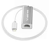 Lightning to RJ45 Ethernet Network LAN Wired Adapter, Yvelines Portable Aluminum 10/100Mbps Hub Converter for iPad/iPhone/iPod Internet Connection via RJ45 Port