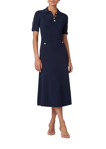 Shoshanna Women's Edgemont Knit Saylor Dress, Navy, XL