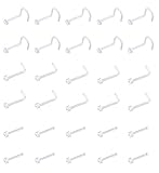 YOVORO 20-30PCS 20G Bioflex Clear Nose Rings Stud 2MM Nose Retainer Body Piercing Jewelry