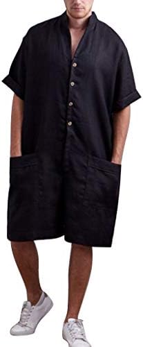Men's Harem Pants, Cotton and linen Loose Fit Short Sleeve Summer Jumpsuit Romper Shirts The Cargo Pants Of Fashion Men
