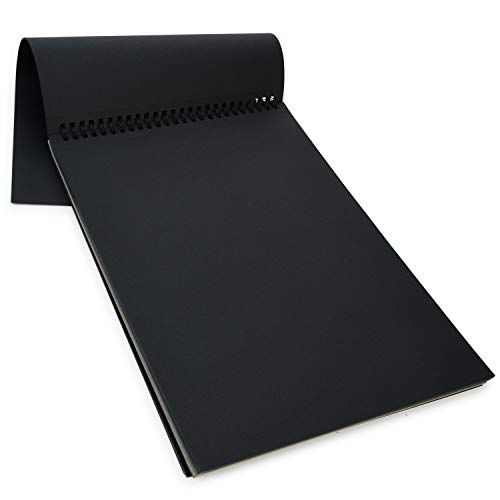 Black Sketch Pad : Book of Crisp Black Perforated Paper on Spiral - 32 Sheets Sketchpad