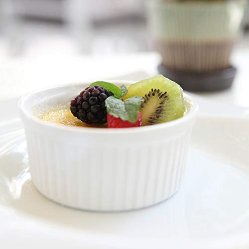 KitchenTour Porcelain Souffle Dishes 8 Ounces Ramekins for Baking Souffle, Creme Brulee - Set of 6 - Thumbnail 3