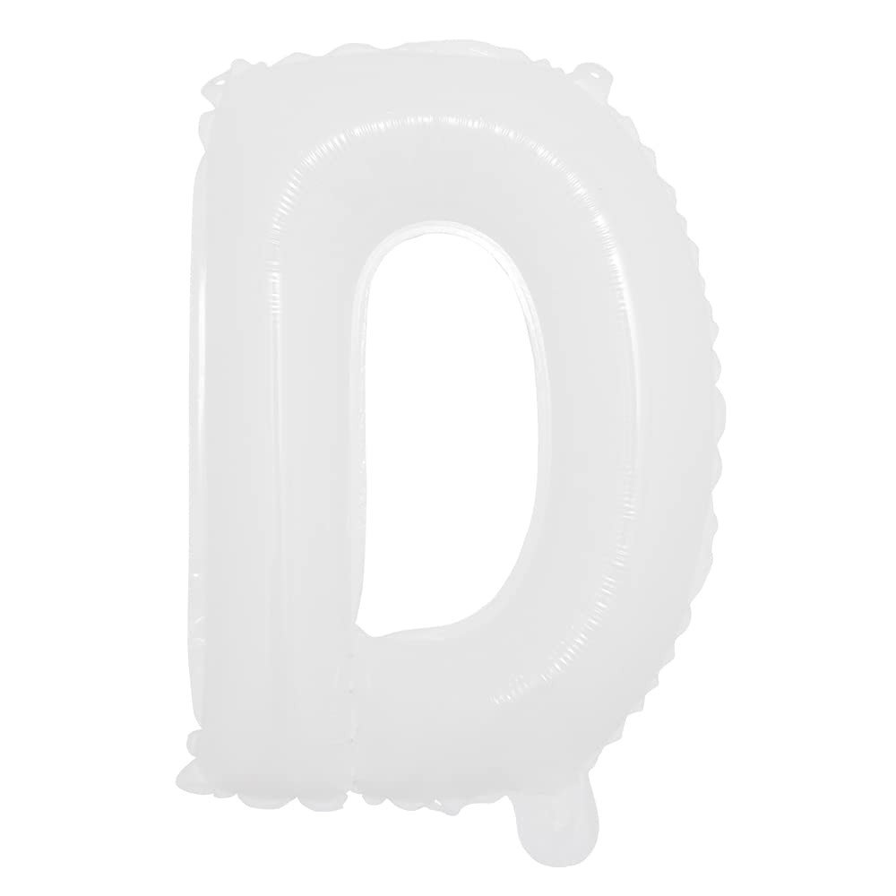Photo 1 of 16 inch White Alphabet Letter and Number Balloons Set Package, Aluminum Hanging Foil Film Banner Mylar Balloon for Birthday Party Decoration Custom Word (A-Z, 0-9) (16 inch White D)