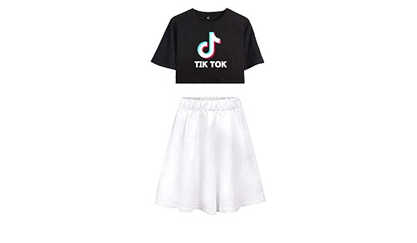 Niñas TIK Tok Tops y Trajes de Falda Cintura Alta Tops y Falda Estampados  Manga Corta: Amazon.es: Ropa