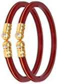 WoWants Designer Gold Plated Maroon Pola Bangle Set for Women (Pack of 2 pcs)
