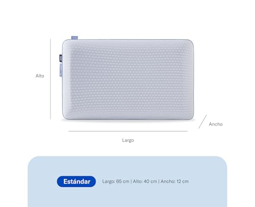 Luuna Almohada Comfort Flip, 2 en 1, con un Lado Firme y Otro Suave, Almohada Memory Foam 100%, Funda Fresca Que Regula Temperatura Cooling Stamp, Marca Mexicana, Tamaño Estándar