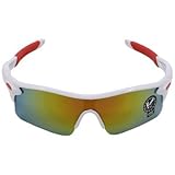 TTSAM Fashion Outdoor UV400 Sunglasses - Cycling Goggles Bicycle Bike Riding Eyeglass Driving Sunglasses for Men and Women (White Frame-Red Mercury)