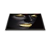 LB African Woman Rugs, Custom 3D Digital Printing Sexy Black Girl with Gold Lip African American Floor Mat 16 x 24 Inches Non-Slip Bath Mat