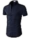 H2H Mens Fashion Casual Slim Fit Button Down Short Sleeve Shirts Of Various Colors