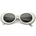 zeroUV - Bold Retro Oval Mod Thick Frame Sunglasses Clout Goggles with Round Lens 51mm (White/Smoke)