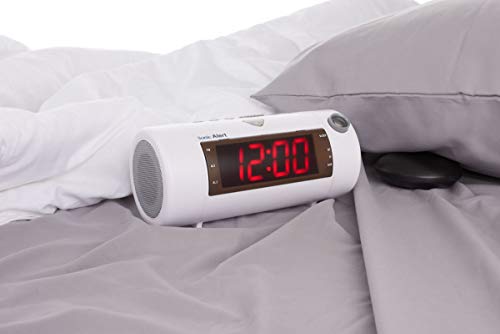 The Sonic Blast - Super Loud Projection Alarm Clock with Bluetooth Speaker & Sonic Bomb Super Shaker (White) - Thumbnail 5