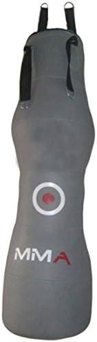 Judo Punching Bag Cylinder Shaped with Hanging Stripes Leather Unfilled Grey 5 ft